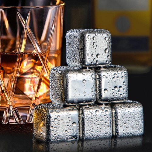 Conjunto 8 Cubos Gelo Aço Inox + Pinça Reutilizáveis Whiskey