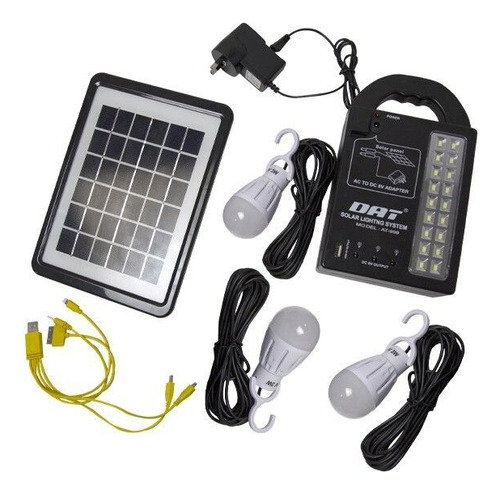 Kit Solar Portatil Panel + 3 Lamparas Led Bateria Carga Usb