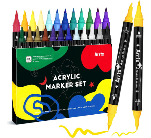 Arrtx Rotuladores Pintura Acrílica 24 Colores, Marcadores Y