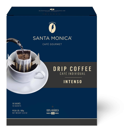 Drip Coffee Café Santa Monica Intenso 100% Arábica 10 Sachês