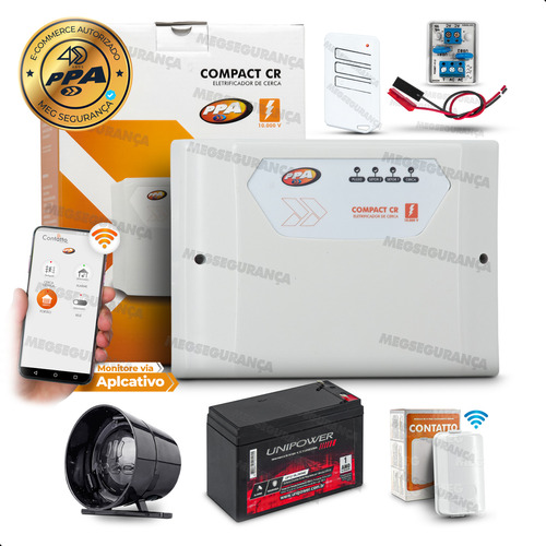 Kit Central Alarme Choque 10.000v Sirene Bateria Wifi Gcp