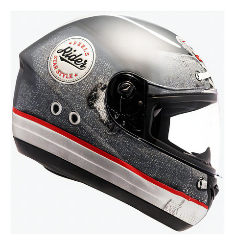 Capacete Moto Peels Spike Jeans Masculino Feminino Cor Cinza Fosco com Vermelho Tamanho do capacete 62