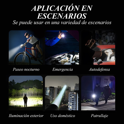 Linterna Led Recargable Usb, 5 Modos, Ipx4,lámpara Táctica