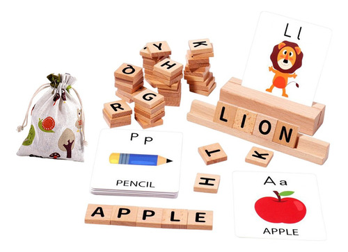 Jogos De Soletrar, Brinquedo De Letras De Madeira Combinando