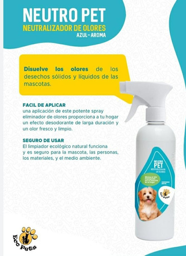 Neutraliza Olor Limpia Ecológico Natural Mascota Perro Gato 