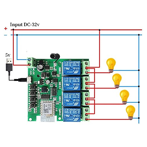 Interruptor De Relé Zigbee Mhcozy De 4 Canales Y 12 V Con Co