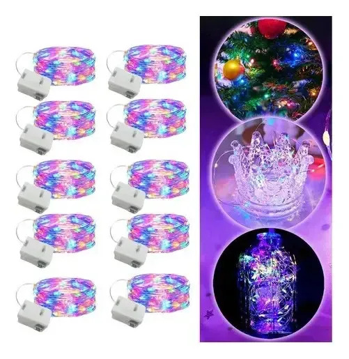 Kit 10 Fio Fada Lph Decoração Iluminação Casamento Festas Artesanato Luzes De Fada Led 2m 20 Leds Luz Colorido Cordão Luz Pisca Pisca Árvore De Natal