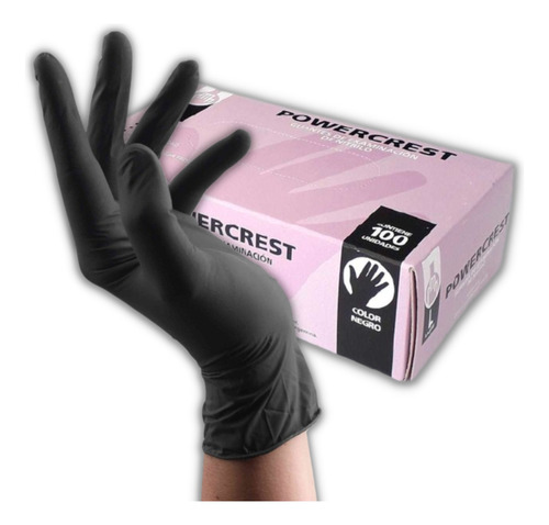 Guantes De Nitrilo Negro | Powercrest | Caja X100 U.