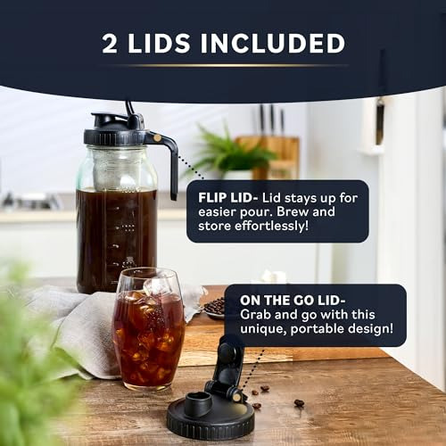 Cafetera Cold Brew Con Cuerpo De Vidrio Resistente Y 2 Tapas
