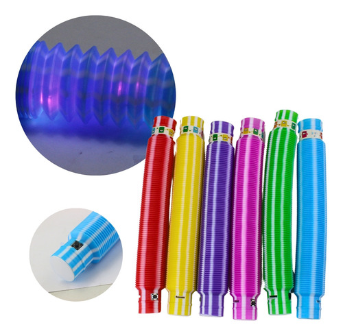 Pack 6 Bastão Com Led Pop Tube Fidget Festa Antistress