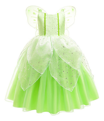 Vestido De Elfo Infantil Tinker Bell Princess Cos Para Niña