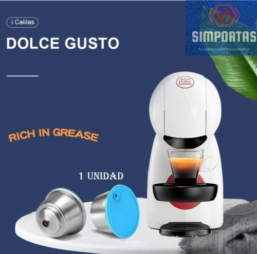 Capsula Dolce Gusto Reutilizable Acero Inoxidable Tapa Azul