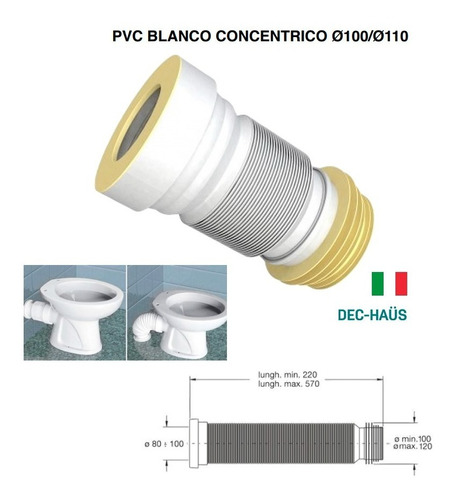 Adaptador Sello Antifuga Extensible  Wc Muro O Piso /dechaus