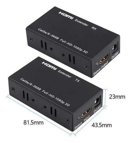 Extensor Video Hdmi Hasta 60 Mts Rj45 Por Cable Utp Activo