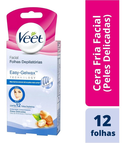 Veet Cera Depilatória Facial Peles Delicadas C/ 12  + Brinde