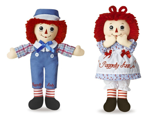 Aurora Paquete De 2 Munecos  12 Pulgadas Raggedy Ann & Ragg