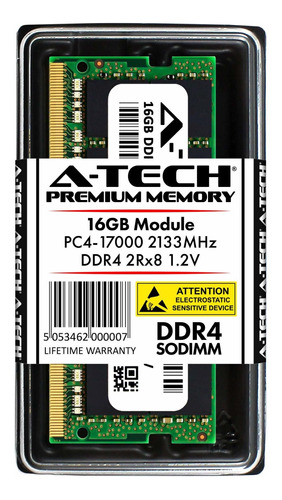 Memoria Ram 16gb A-tech Ddr4 2133mhz Modulo (1 X 16gb) Pc4-17000 Non-ecc Unbuffered Sodimm 260-pin 2rx8 1.2v Dual