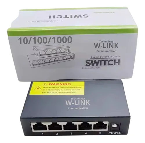 W-link Switch 5 Puertos Gb Automático, Metal, Alta Velocidad
