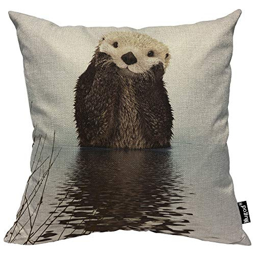 Funda De Almohada Decorativa Diseño De Nutria, Funda D...