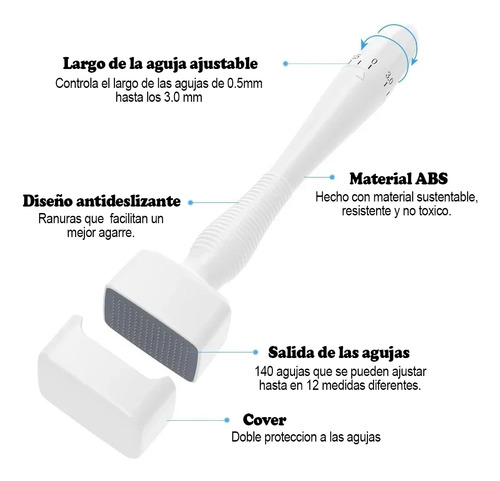 Dermarroller Ajustable 0.5-3.0 Mm Regenera Piel Todo En 1