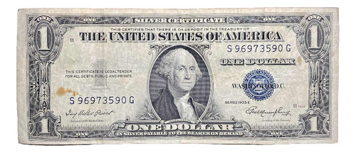 Billete 1 Dólar Estados Unidos Sello Azul 1935 E Pick 416 E