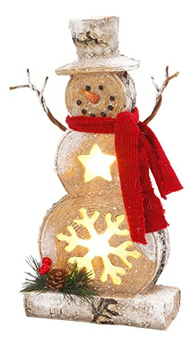 10-inch Light Up Snowman Figurine W/timer, Snowflake An...