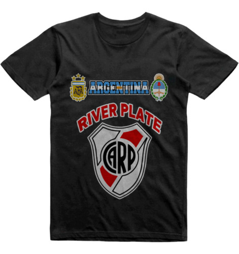 Remera Algodon Negra River Plate Mar Del Plata