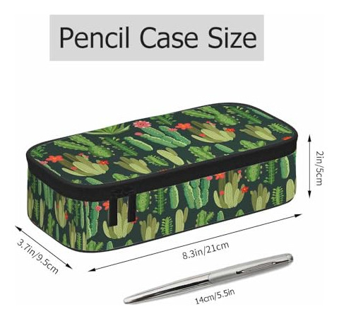 Estuche Para Lápices Flores Tropicales Color Verde