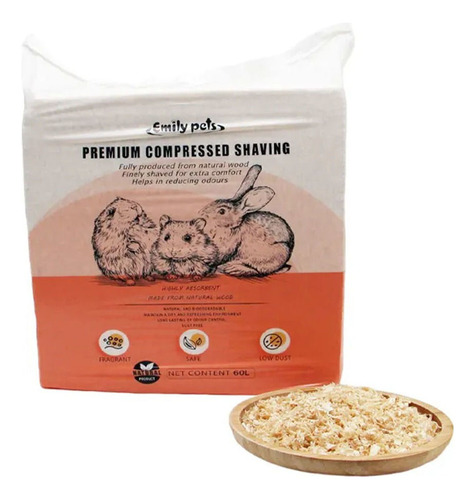 Viruta Emily Pets Pino Natural 60litros / 4kg