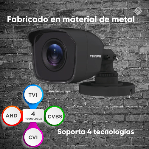 Epcom Kit De 4 Camaras De Seguridad Metalicas De Color Negro 5mp Protección Ip66 Para Uso Exterior + Dvr 4ch Turbohd Con Detección De Movimiento Y Salida De Alarma +1tb Hdd Modelo Ev8004b50-plus+1tb