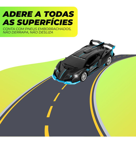 Carrinho De Controle Remoto Bugatti Brinquedo Corrida Veloz Com Luz Pilha Preto Kizumba