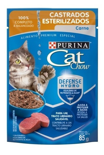 15 Cat Chow Carne Gato Esterilizados/castrados 85 Gr Gatos