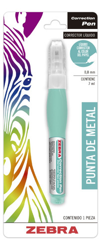 Corrector Tinta Líquida Tipo Pluma 7 Ml Secado Rápido Zebra