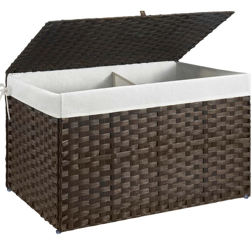 Cesta De Almacenamiento Grande 160 Litros Mimbre Con Tapa