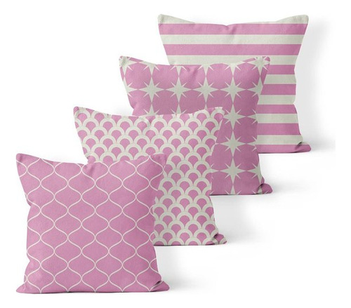 Kit 4 Almofadas Decorativas Own Estampas Rosa - 45x45 Cm