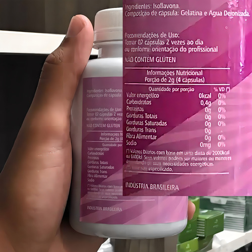 Isoflavona Estrogênio Natural Suplemento 60 Cápsulas 500mg Sabor S/s