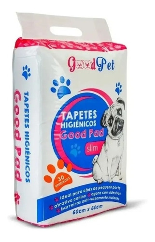 Imagem 1 de 4 de Tapete Higiênico Banheiro Fralda Pet Cães 60x60 Cm - 30 Unid