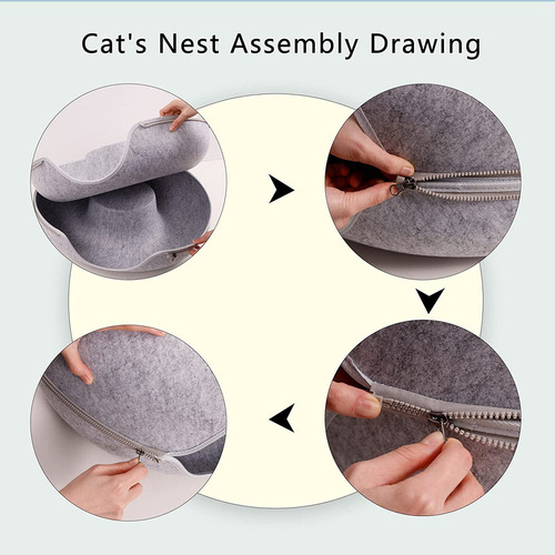 A Cama Redonda For Gatos Con TĂșnel Tipo Nido De Fieltro