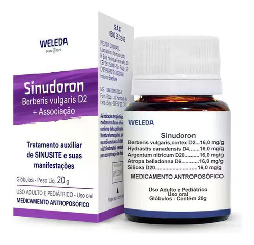 Suplemento em comprimidos Weleda  Sinudoron em caixa de 20mL