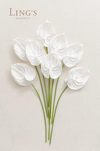 Lings Moment Flores De Antúrio Branco, 8 Peças De Plantas D