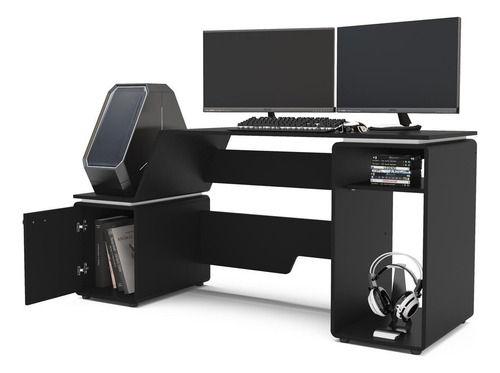 Mesa Gamer E Escritório Xt Racer Space One Preta Detalhe
