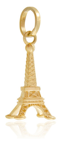 Pingente Torre Eiffel Paris Com Corrente Cartie Ouro 18k