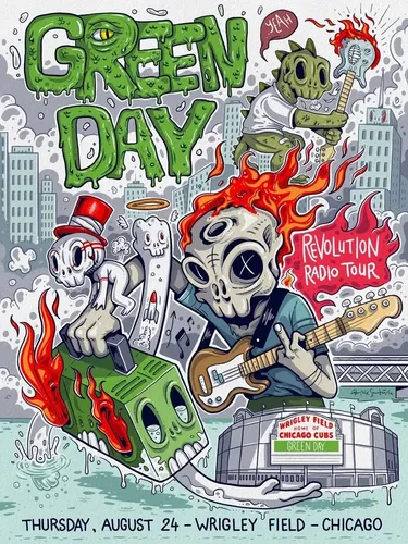 Poster Vintage - Green Day Usa Tour - Decor 33 Cm X 48 Cm