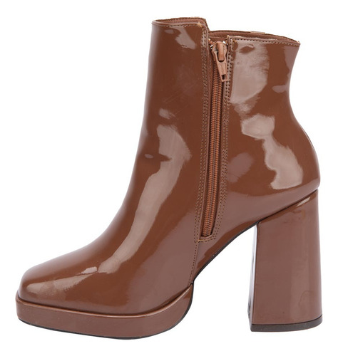 Botas Charol Retro Mujer Cafés, Clásicas Elegantes Y Comodas