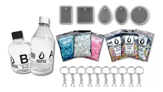 Pack Moldes Silicona + Kit Resina Cristal Epoxi Joyeria Joya