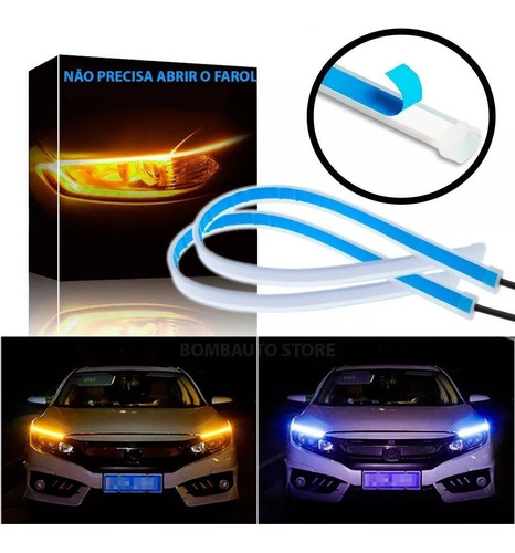 Barra De Led Drl Automotivo Adesiva Sequencial Universal Par