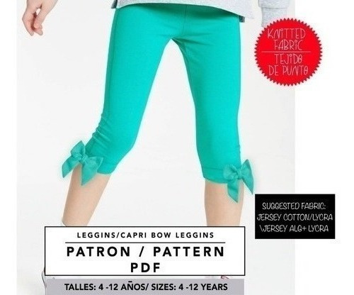 Molde De Costura, Patron Leggings Nena, Imprimible