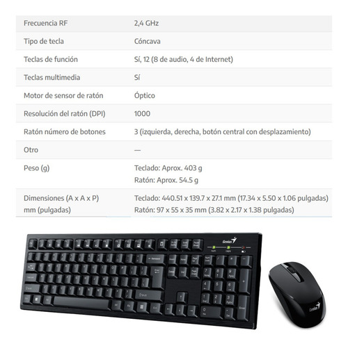 Combo Inalámbrico Teclado Y Mouse Genius Km 8101