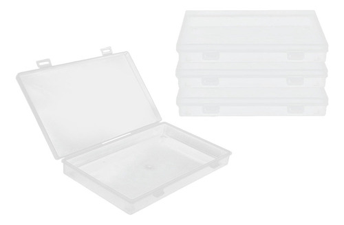 Caja De Plástico Transparente De 4 Piezas Con Tapa Abatible