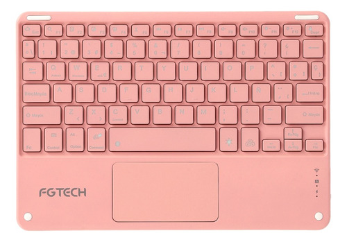 Teclado Inalambrico Bluetooth + Touchpad Retroiluminado Rgb Teclado Rosa claro Idioma Español Latinoamérica